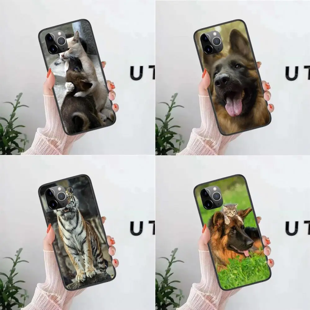 

Stunning Animal Cat Dog Tiger For Apple IPhone 13 12 Mini 11 Pro XS MAX XR X 8 7 6S 6 Plus 5S SE Black Bumper Silicone