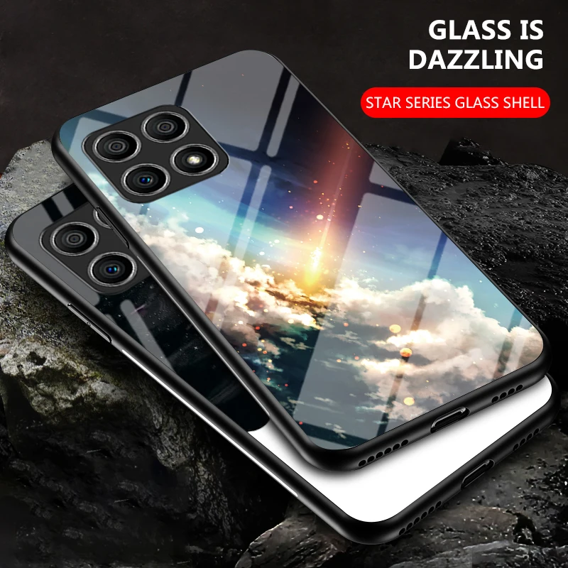

Space Planet Tempered Glass Case For Honor x30i x40i 8x 10i 20i 50se 60se 20 10 Lite 70 Pro 8X Gradient Star Sky Cover Capa