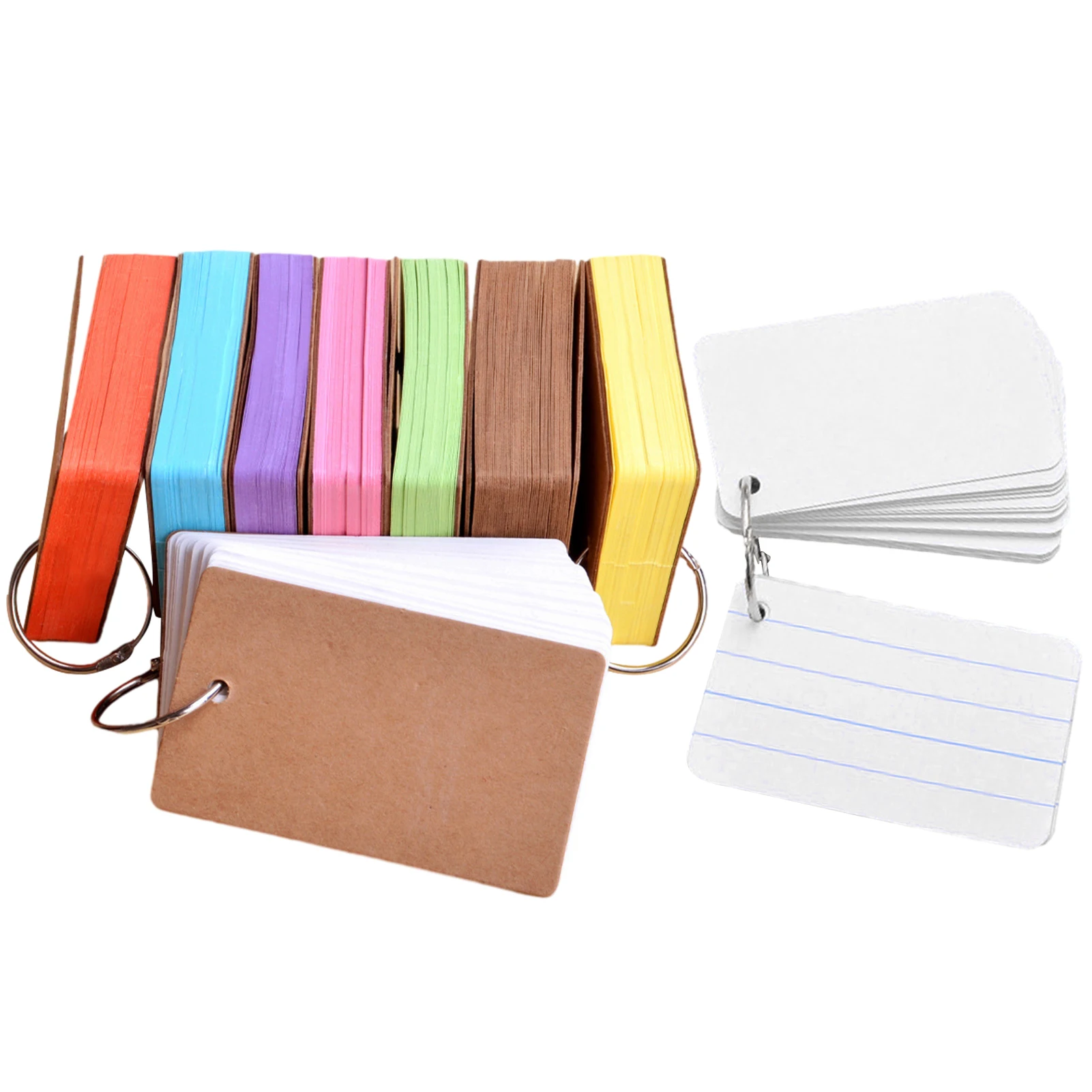 

9 Pack Study Mini Home Metal Binder Rings Flash Cards School Portable Smooth Writing Notecards Paper Vocabulary Easy Flip