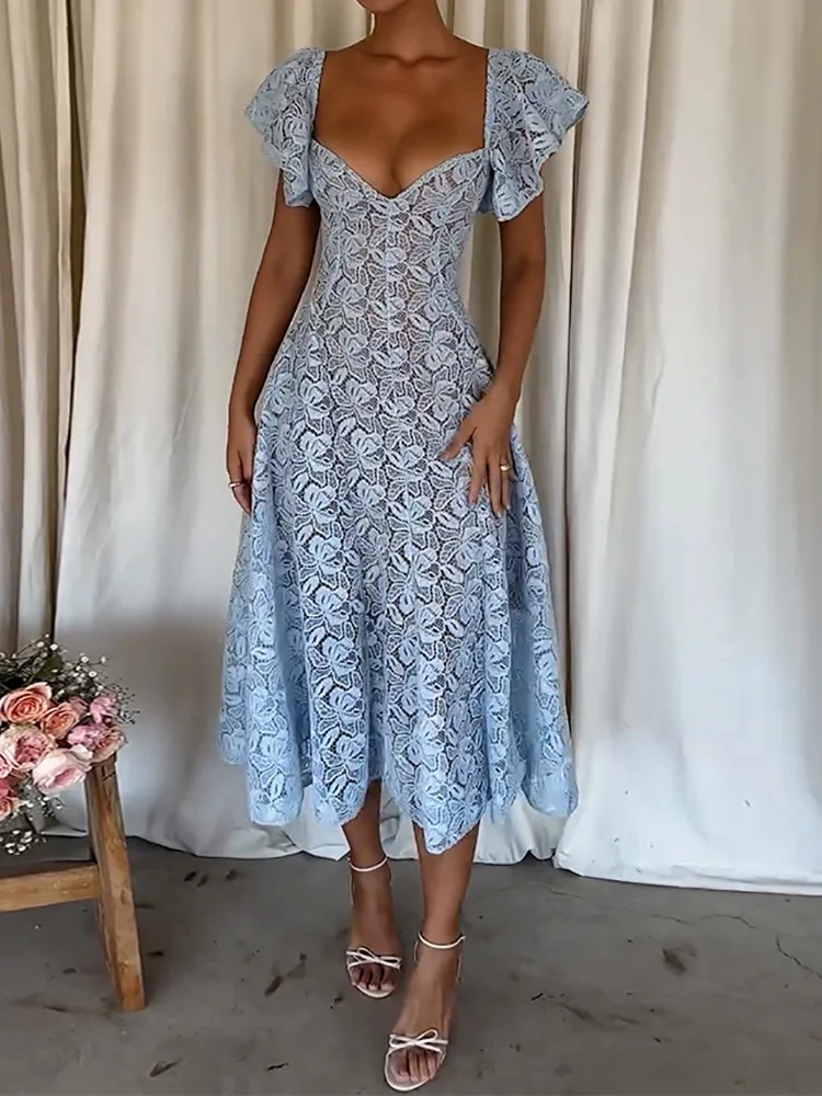 Ажурное сексуальное платье в стиле пэчворк женское летнее простое макси с