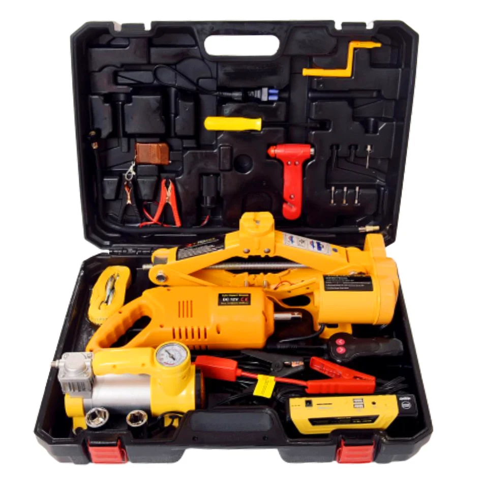 

12V 6in1 Car Electric Jack Built-in Flash LED Light with Impact Wrench Amp Air Pump Amp Wireless Remote Control Amp Jump Starter