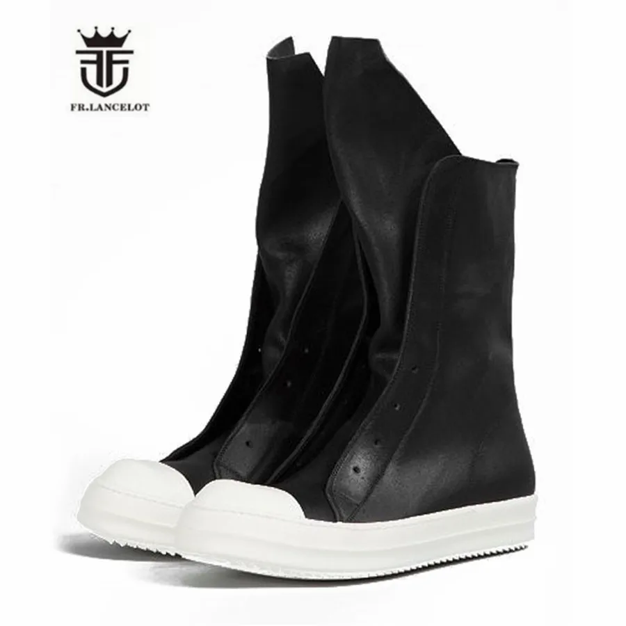 

Мужские ботинки на молнии, из натуральной воловьей кожи