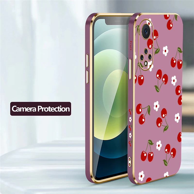 Фото Мягкий силиконовый чехол для телефона Huawei Nova Y70 Plus 9 7i 8i 5T 5i 7 6 SE 3i 4e с цветочным узором и вишневым принтом, противоударный, с покрытием №5