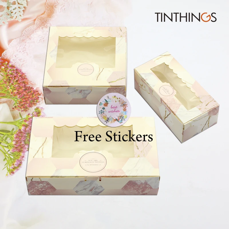 

20/50PCS Wedding Candy Gift Box With Window Cookie Paper Packaging Bags Birthday Event Party Favors Decoration Marble Cardboard