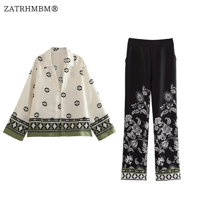 

Новинка 2023, модная Женская атласная рубашка ZATRHMBM, Элегантная блузка с принтом, винтажные женские рубашки на пуговицах с длинным рукавом, блузы, шикарные топы