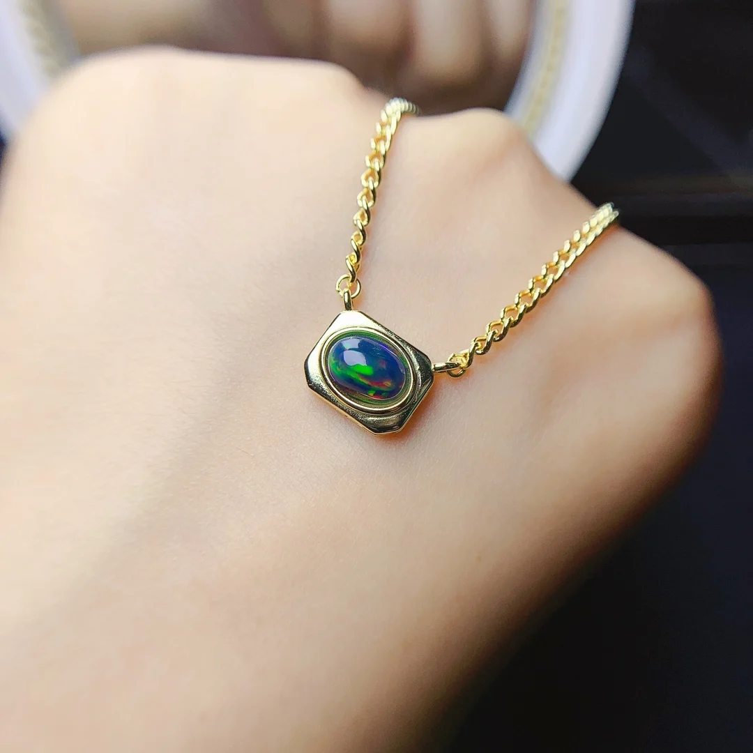 

[M & T] 2022 чистое ожерелье с подвеской из натурального опала, серебро 925, Классические Элегантные классические подарки вечерние ринки, помолвки, свадьбы