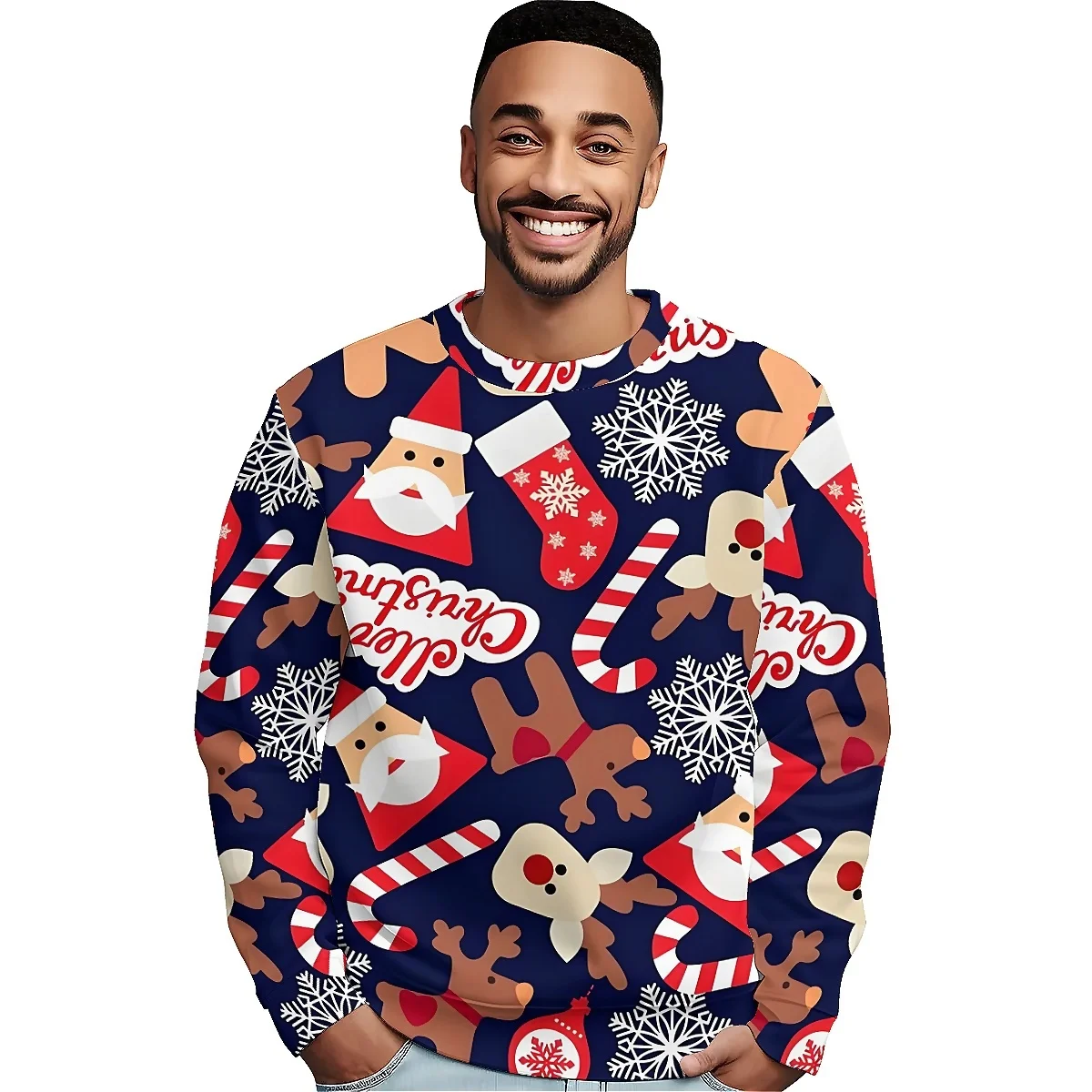 Рождественская Толстовка с длинным рукавом liasso веселый и игривый 3D принт