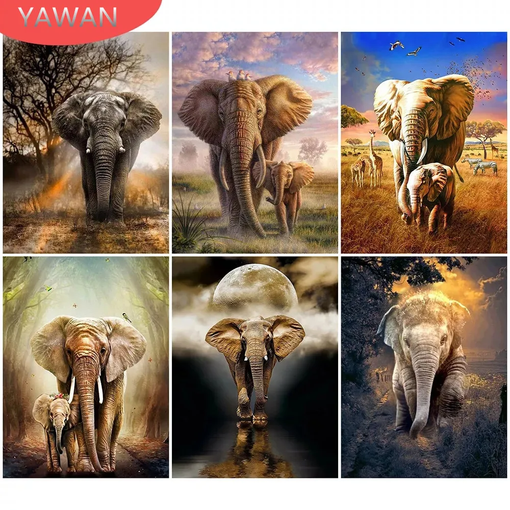 

5D DIY Diamond Painting Abstract Art Elephant Full Square Round Drill Thread Diamond Embroidery Animal Patterns Wall Art Gifts