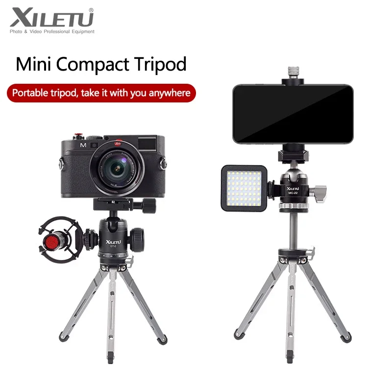 XILETU XTS20 Мини-штатив-трипод с удлиненным центральным стержнем для камеры, телефона, настольный штатив, ручной держатель для видеоблогов и фотосъемки (art.: 3920dc414dfe6) - 3920dc414dfe6