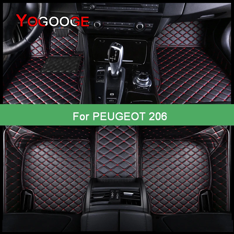 

YOGOOGE Car Floor Mats For Peugeot 206 206SW 206Hatchback 2 Volumi Foot Coche Accessories Carpets