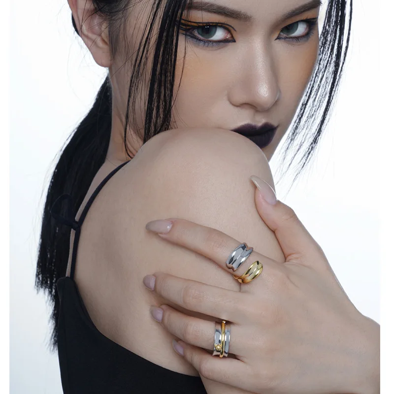 

Uglyless блестящие толстые зеркальные серебряные кольца для женщин Мода Ins стильные 925 серебристый неправильной формы ювелирные изделия холодн...