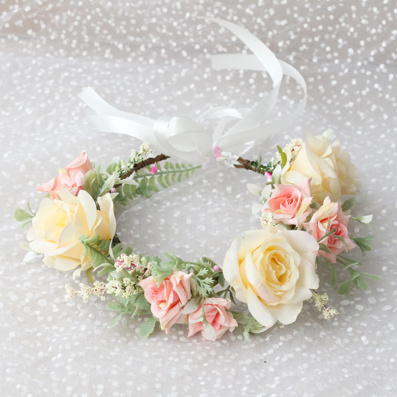 

Bohemian Flower Headband For Women Girls Spring Faux Rose Flower Crowns Wedding Wreaths NEW Garland Girl Casual Hair Accessorie