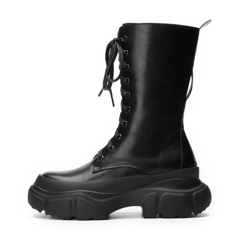Womenboots Motorcycle Boots Mid Boot Womenshoes PU Solid Color Round Shape Waterproof and Nonslip IncreaseThick BottomShortboots