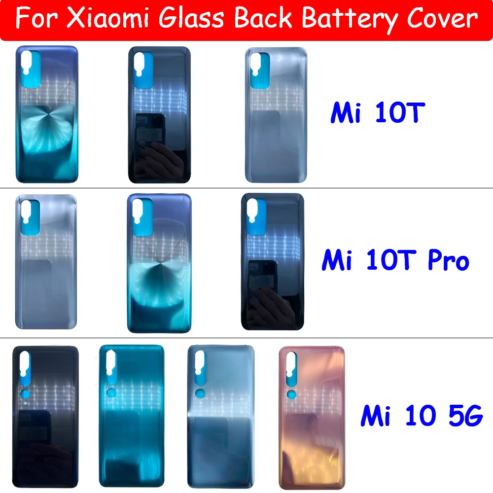 

Новый корпус для Xiaomi Mi 10 5G / Mi 10T Pro, стеклянная крышка аккумулятора, ремонт, замена задней крышки телефона, задняя крышка с логотипом на клейко...