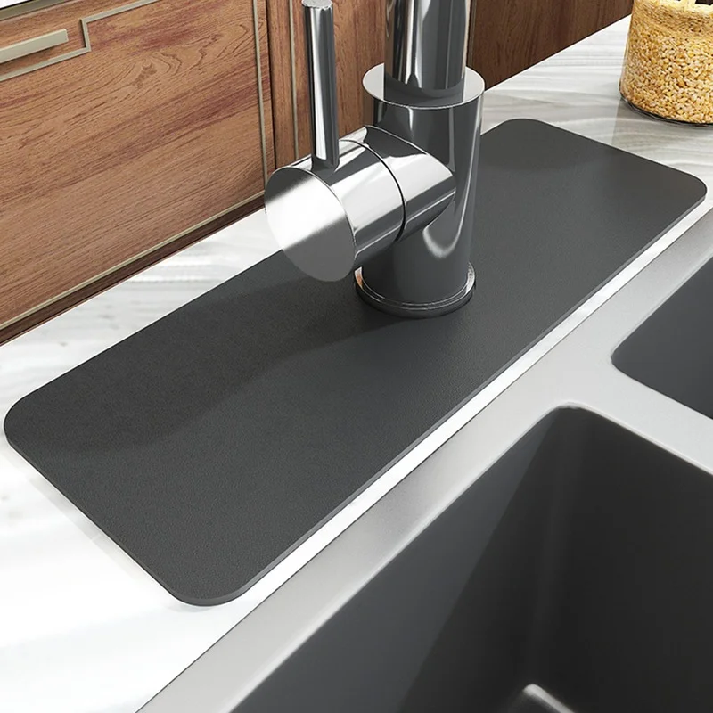 Kitchen Sink Splash Mat Silicone Mud Faucet Absorbent Mats Sink Splash Guard Counter Protector Mats Kitchen Bathroom Accessories