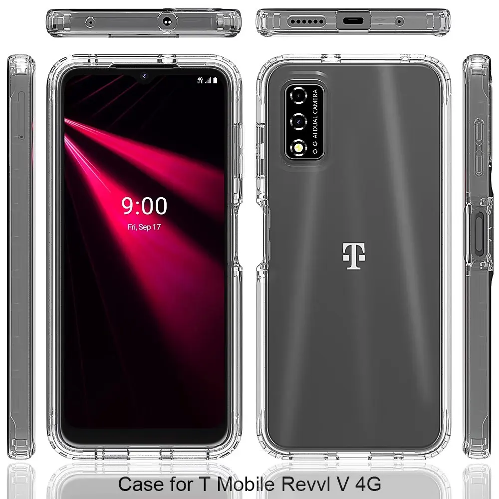 Shockproof Clear Case For T-Mobile REVVL V+ 5G Hard PC +Soft Silicone Transparent Back Phone Cover For Revvl V 4G V+ 5G Coque images - 6
