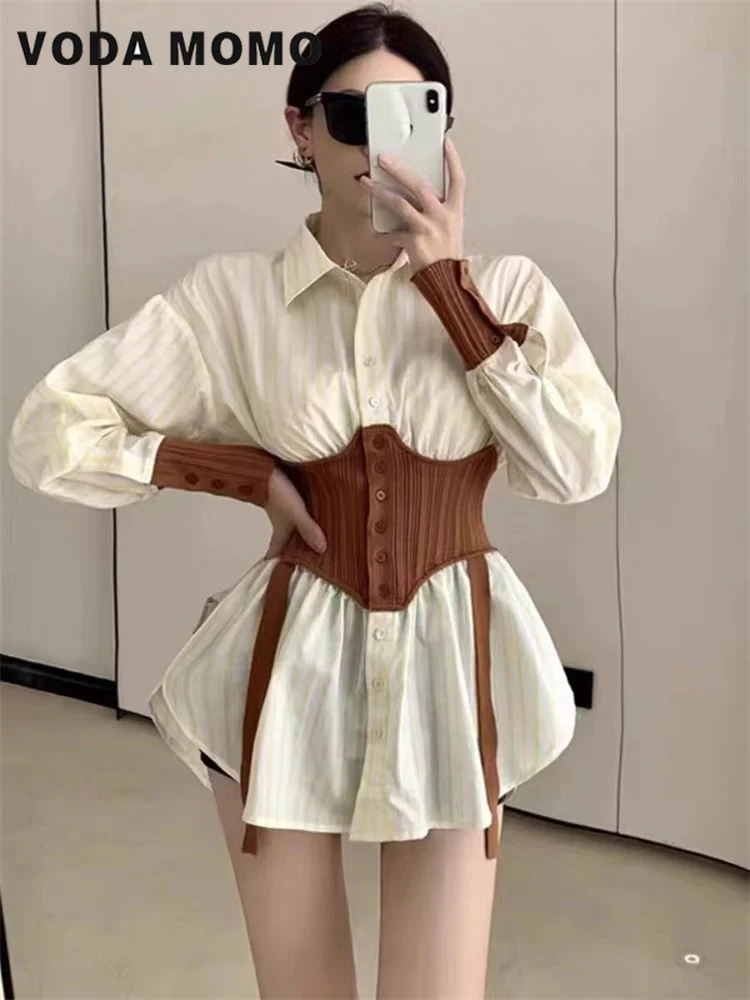 Женский новый модный дизайнерский нишевый Топ темпераментная рубашка средней