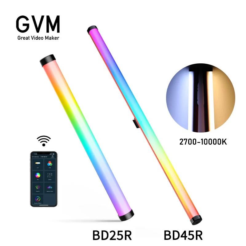 GVM BD25R 60 см BD45R 120 RGB и двухцветная полноцветная Пиксельная трубка Φ 2700-10000K