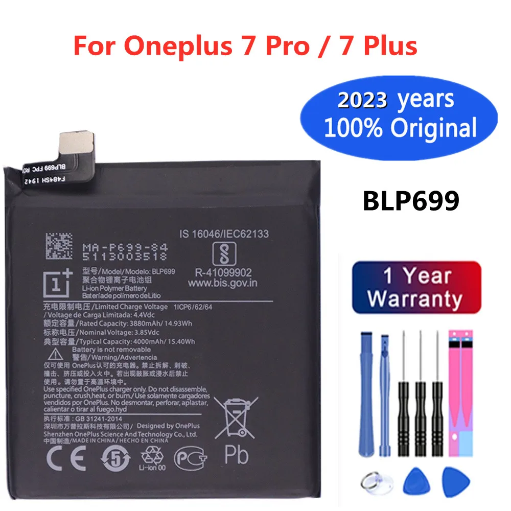 

2023 Years 1+ Original BLP699 Phone Battery For OnePlus 7 Pro / 7 Plus One Plus 7Pro 7Plus Replacement Battery 4000mAh Batteries