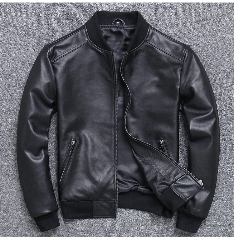 

Free shipping.шевро кожа Brand classic man genuine leather coat,sheepskin top gun jacket.plus size,casual bomber pilot cloth