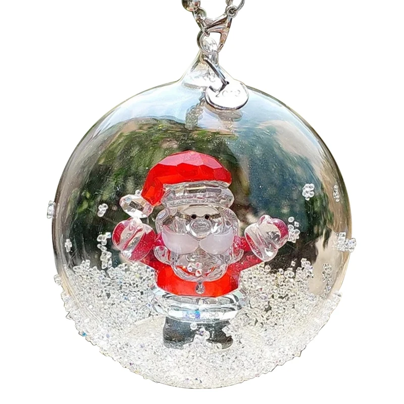 

Christmas Ball Ornament Gift Ball Car Pendant Crystal Pendant Christmas Tree Decorations Santa Claus Pendant With Chain