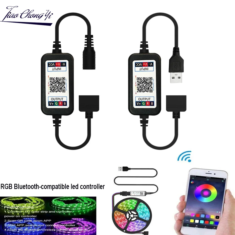 

Беспроводной RGB-регулятор света, совместисветодиодный с Bluetooth, 5 В, 12 В, 24 в пост. Тока