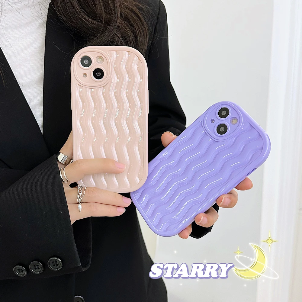 

Glossy Water Ripples Phone Case For iPhone 14 13 12 11 Pro Max 14 Plus Camera Protection Cute Candy Color Silicone Cover Case