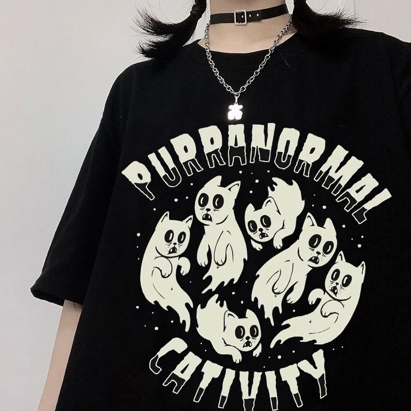 

Kawaii Cat Graphic Print Women T-shirt Cute Anime Short Sleeve T-shirt Female Fashion Woman Blouses 2022 Clothes Tops