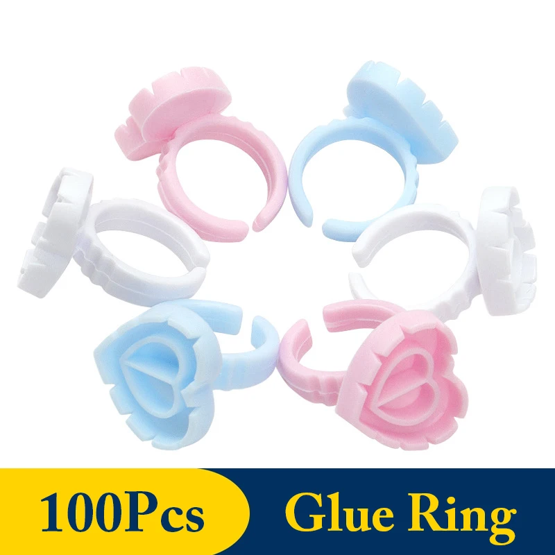 

Wholesale 50/100Pcs Disposable Eyelash Extension Glue Fan Cup Rings Holder Container Tattoo Pigment Eyelash Extension Tools Lash