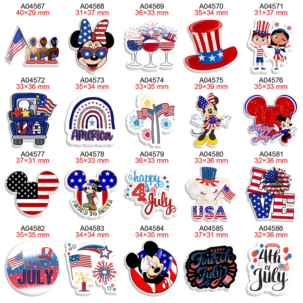 Американский флаг Микки Печатный 4 июля плоская полимерная для подвесок банты