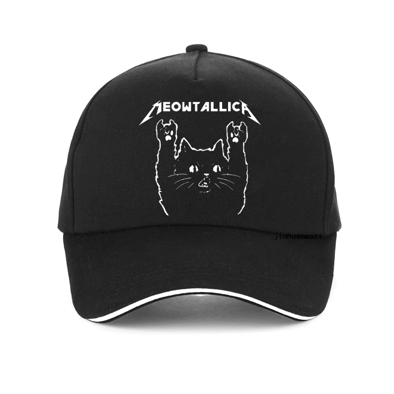 

Funny Cartoon Cat Meowtallica Cat Rock Music Men Baseball Cap Meowtallica Master Of Kittens printing Hip Hop hat