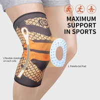 silicone full knee brace strap patella medial support orange color compression protection sport pads running basketball