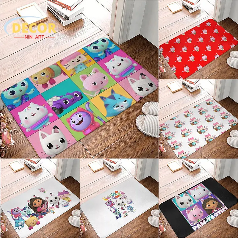 

Gabby's Dollhouse Bathroom Mat Cartoon Cat Living Room Bedroom Carpet Flannel Rug For Home Decoration Anti-skid Machine Washable