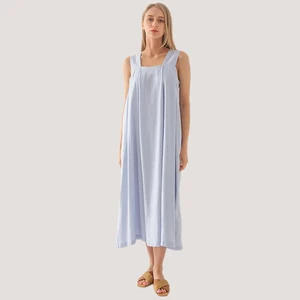 Cotton Linen Summer Dresses Woman 2022 Vintage Square Collar Sleeveless Long Maxi Elegant Women'S Dr in Pakistan