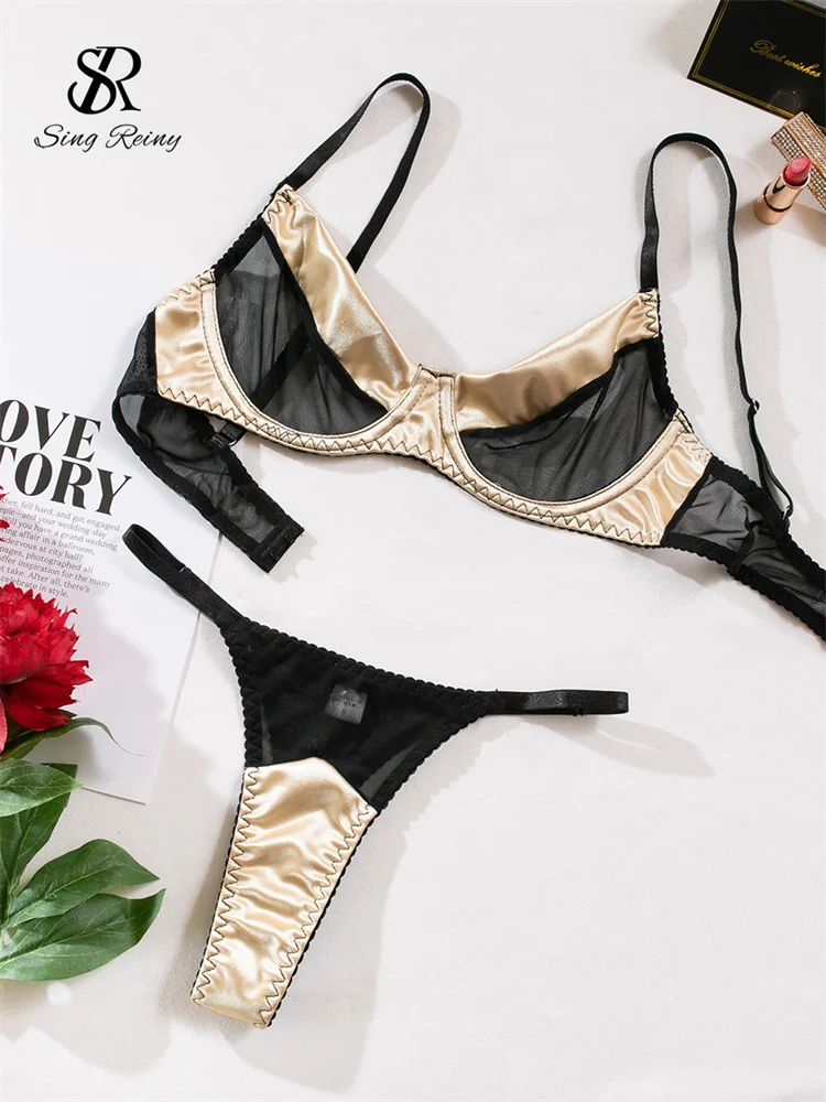 SINGREINY женское прозрачное чувственное нижнее белье костюмы прозрачная