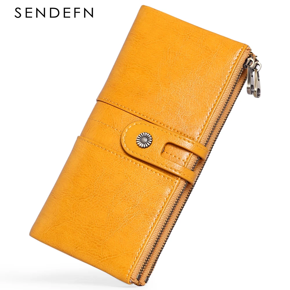 Luxury RFID Blocking Women Wallets Fashion Long Leather Zipper Clutch Purse Large Capacity Card Holder Wallet For Women