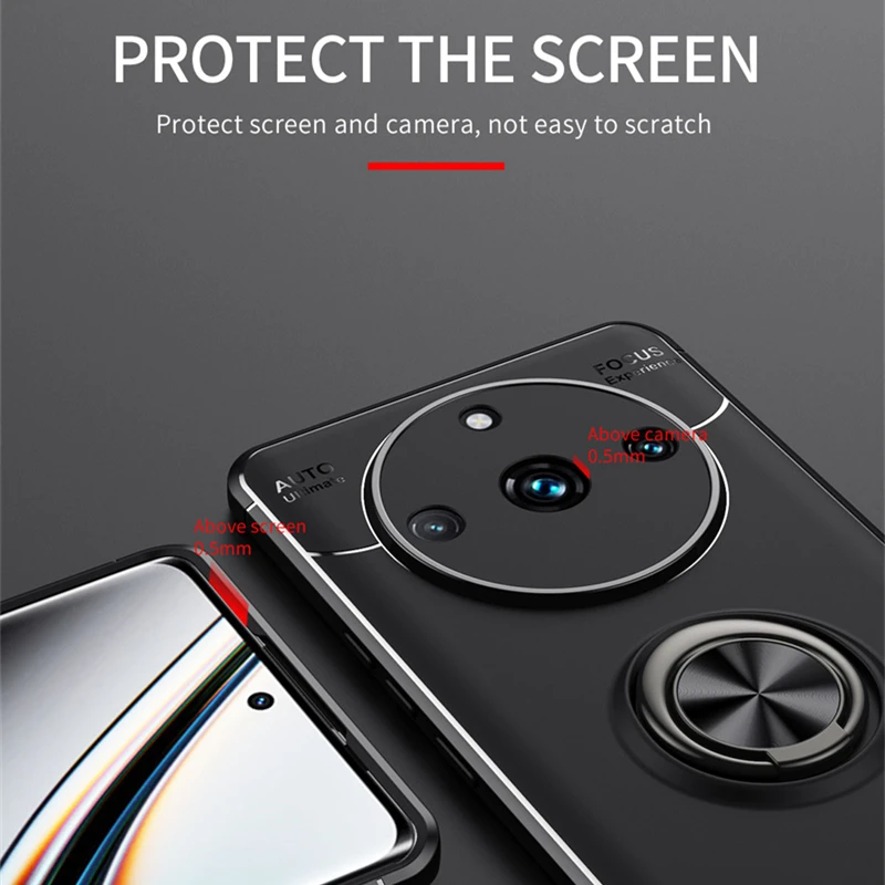 For Realme 11 Pro Plus Case Cover OPPO Realme 11 Pro Plus Capas Shockproof Soft Magnetic Ring Holder Fundas Realme 11 Pro Plus