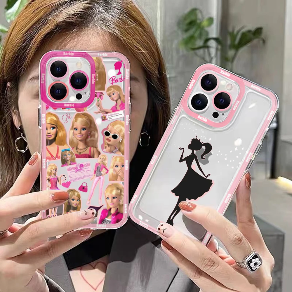 

Cute Cartoon Anime Barbies Phone Case for IPhone 14 13 12 Mini 11 Pro Max X XR XS 7 SE 2020 Plus Soft Silicone Transparent Cover