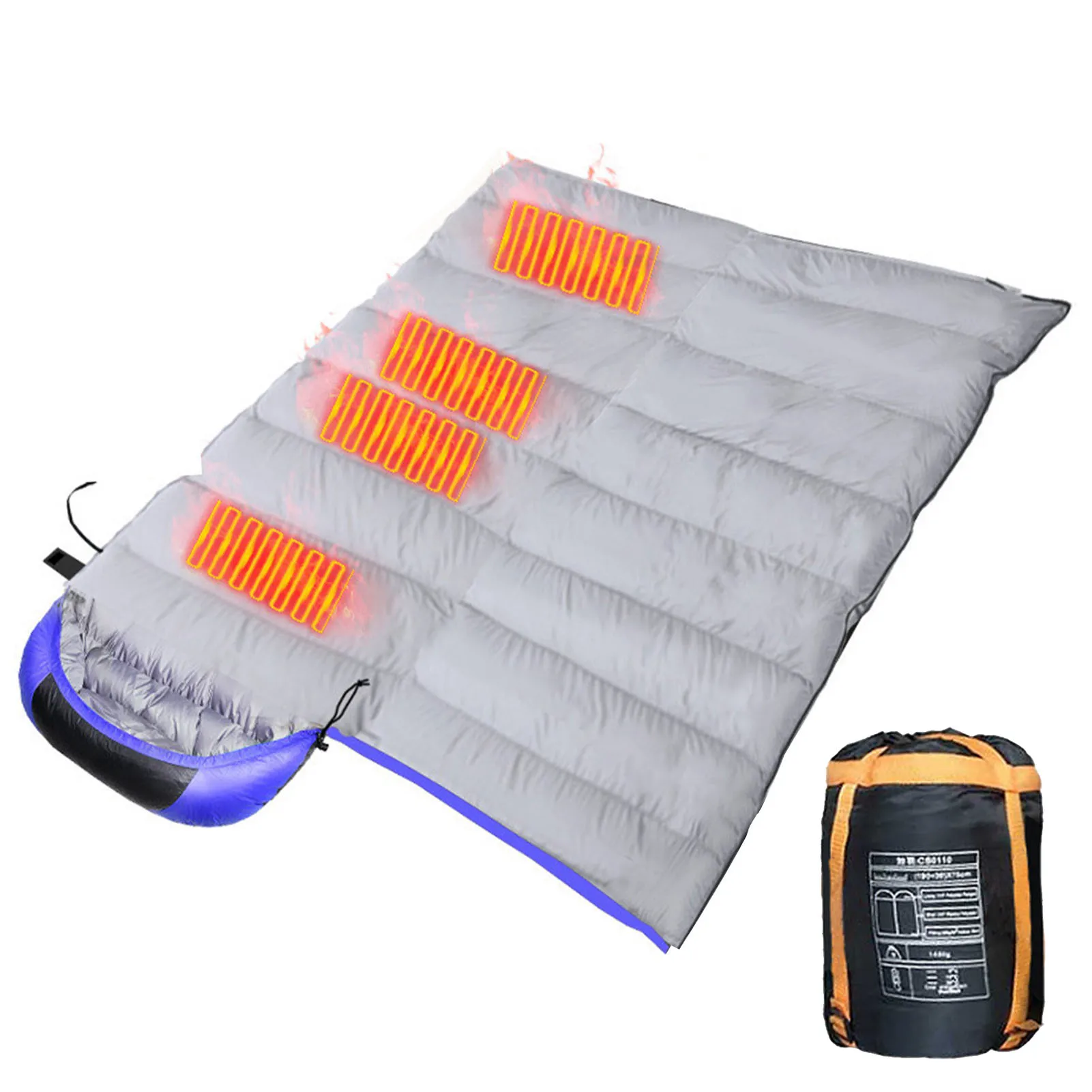 4 Heating Zones Multi USB Power Support Heating Pads Portable Compact Bag Temperature Adjustable For Camping