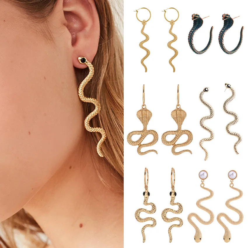 

Gothic Vintage Long Snake Pendant Stud Earrings For Women Punk Fashion Trend Aesthetic Designer Earrings 2022 Trend New Jewelry