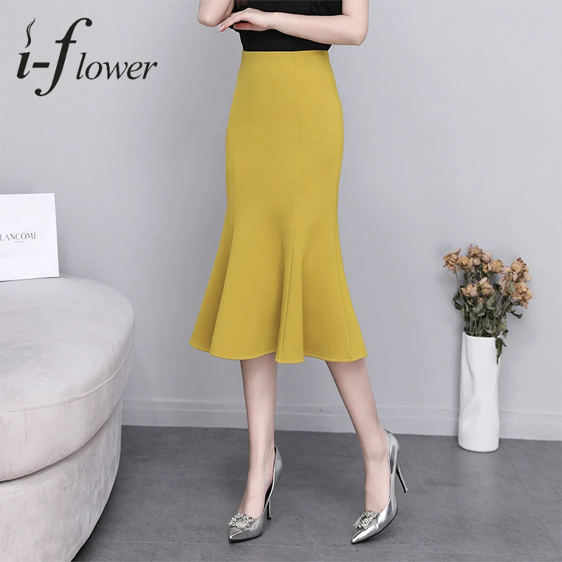 Элегантная модная летняя длинная юбка эластичная Офисная Женская хлопковая с