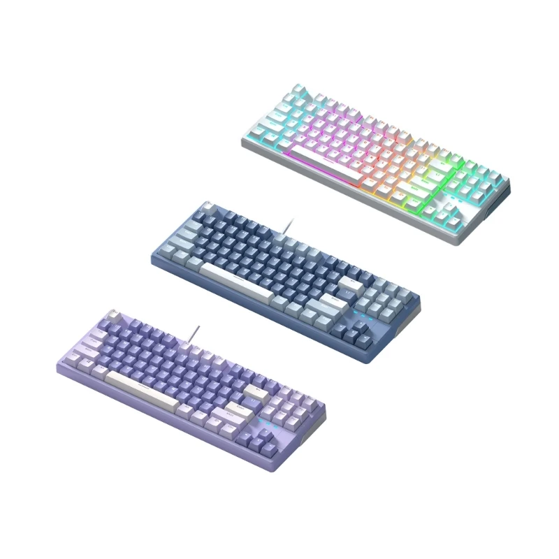 

Проводная игровая клавиатура 87 клавиш, механические клавиатуры RGB Hot Swap PBT-Keycap, прокладка 45BA