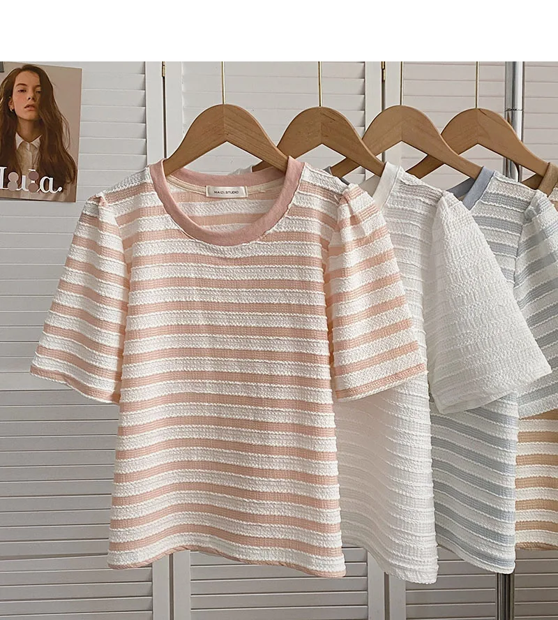 

Женская футболка в полоску, с круглым вырезом и коротким рукавом