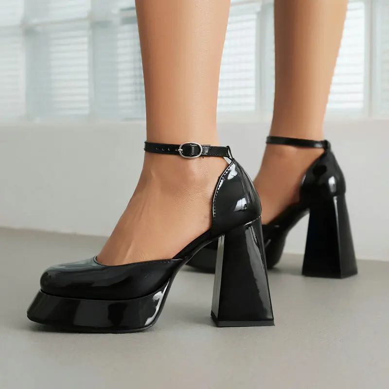 Туфли женские из лакированной искусственной кожи ярко-розовые красные