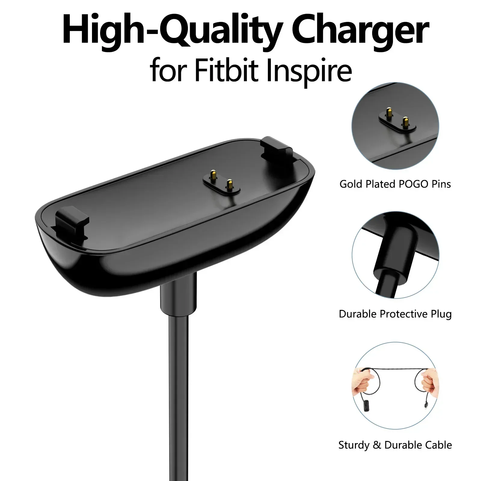 USB зарядное устройство для Fitbit inspire/inspire 2/inspire 3 зарядный кабель шнур с зажимом