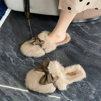 Black Platform Sandals 2022 Women's Bow Shoes Summer Heels Espadrilles New Girls Low Velvet Outside Fur Closed Clear Butterfly-k