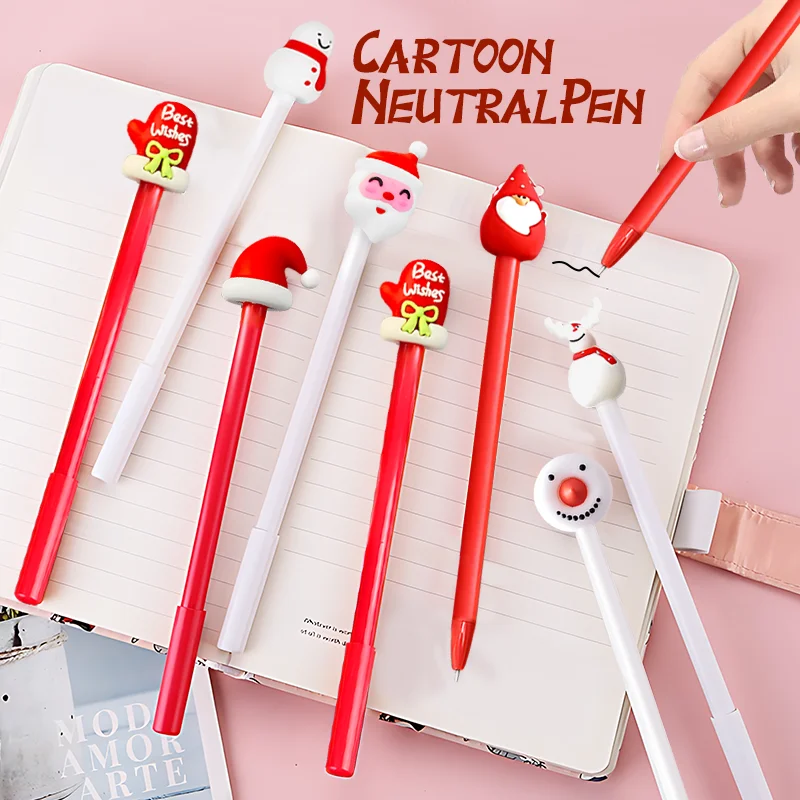 

Kawaii Christmas Gel Pen Cute Christmas Tree Reindeer Santa Snowman Gift 0.5mm Black Neutral Pens School Office Stationary