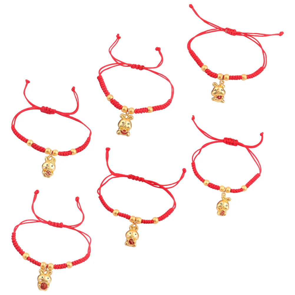 

Bracelet Year Zodiac Rabbit Braided Chinese Bracelets New Red Rope String Animal Gift Wristband Bunny Charm Charms Friendship