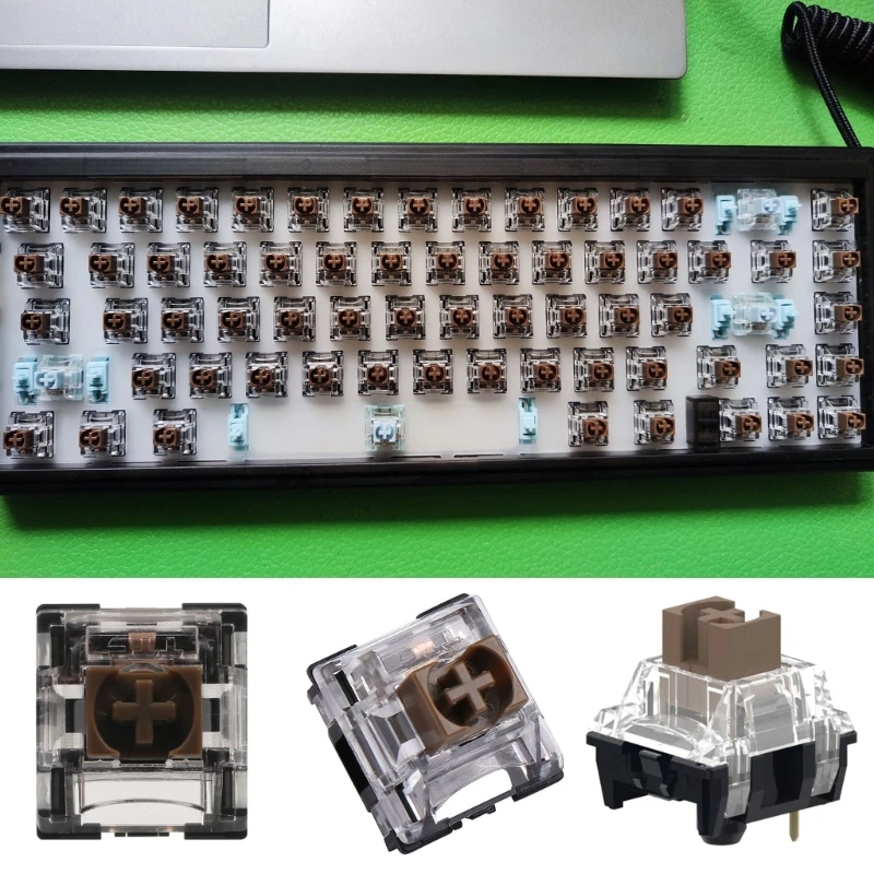 

2022 Новый бесшумный коричневый V2 переключатель, усовершенствованные пылезащитные механические переключатели клавиатуры 63,5g