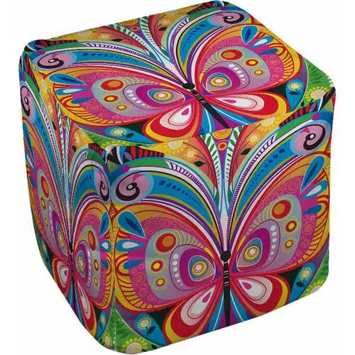 

Пуф С Рисунком бабочки, набивной мешок для ног 18x18x18 дюймов, набивной стул, подножка, напольный угловой стульчик для гостиной, диван для отдыха